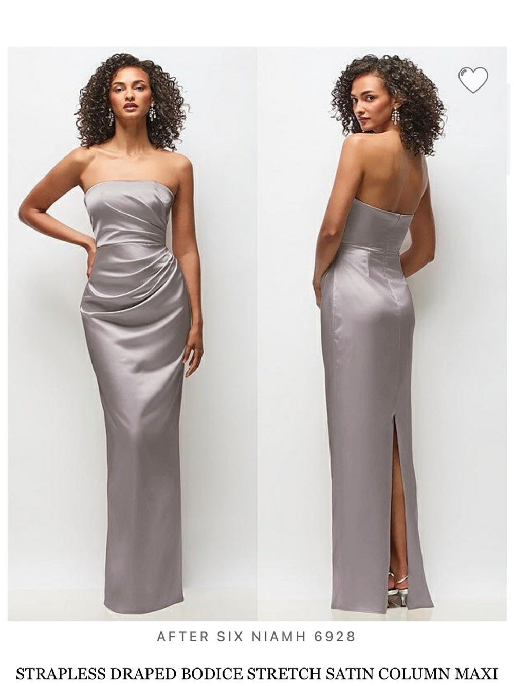 After Six Niamh Strapless Draped Satin Column Dress — Silver